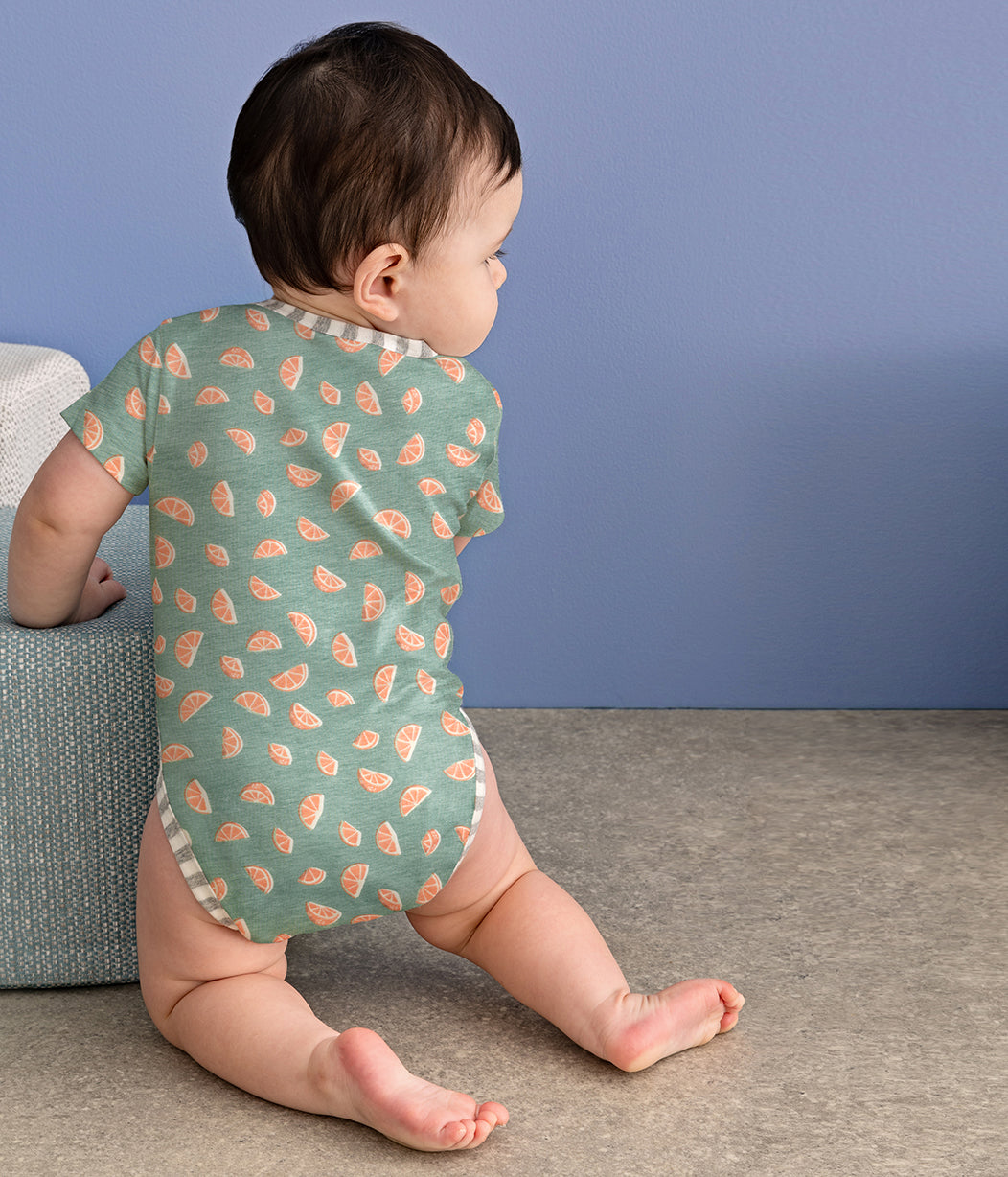 Bodysuit Short Sleeve Cotton Green Sliced