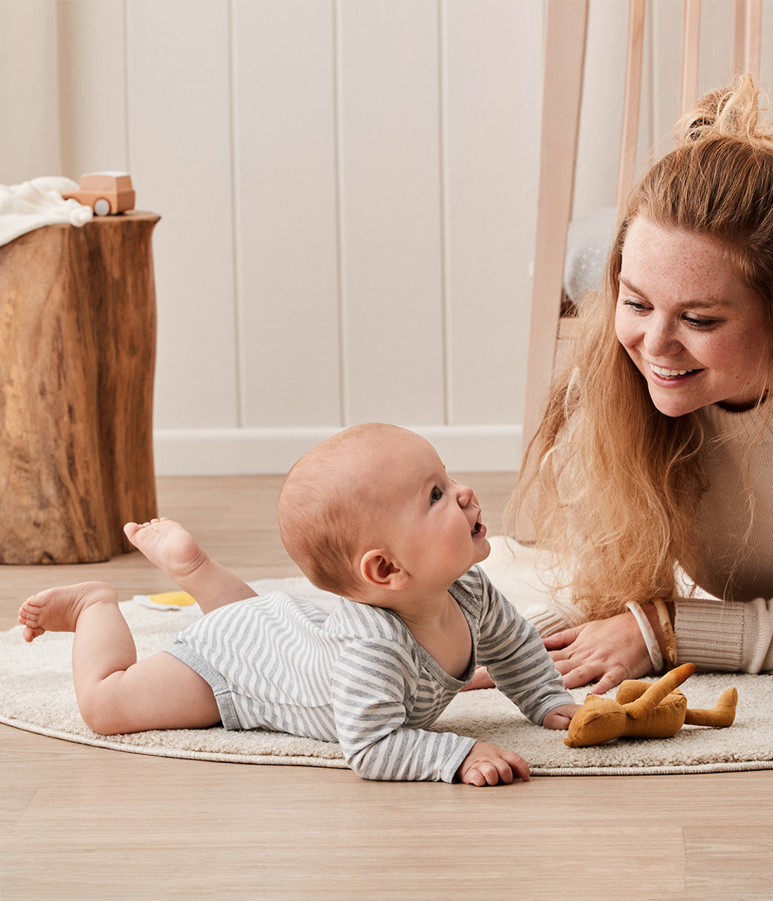 Bodysuit Long Sleeve Cotton Grey Stripe