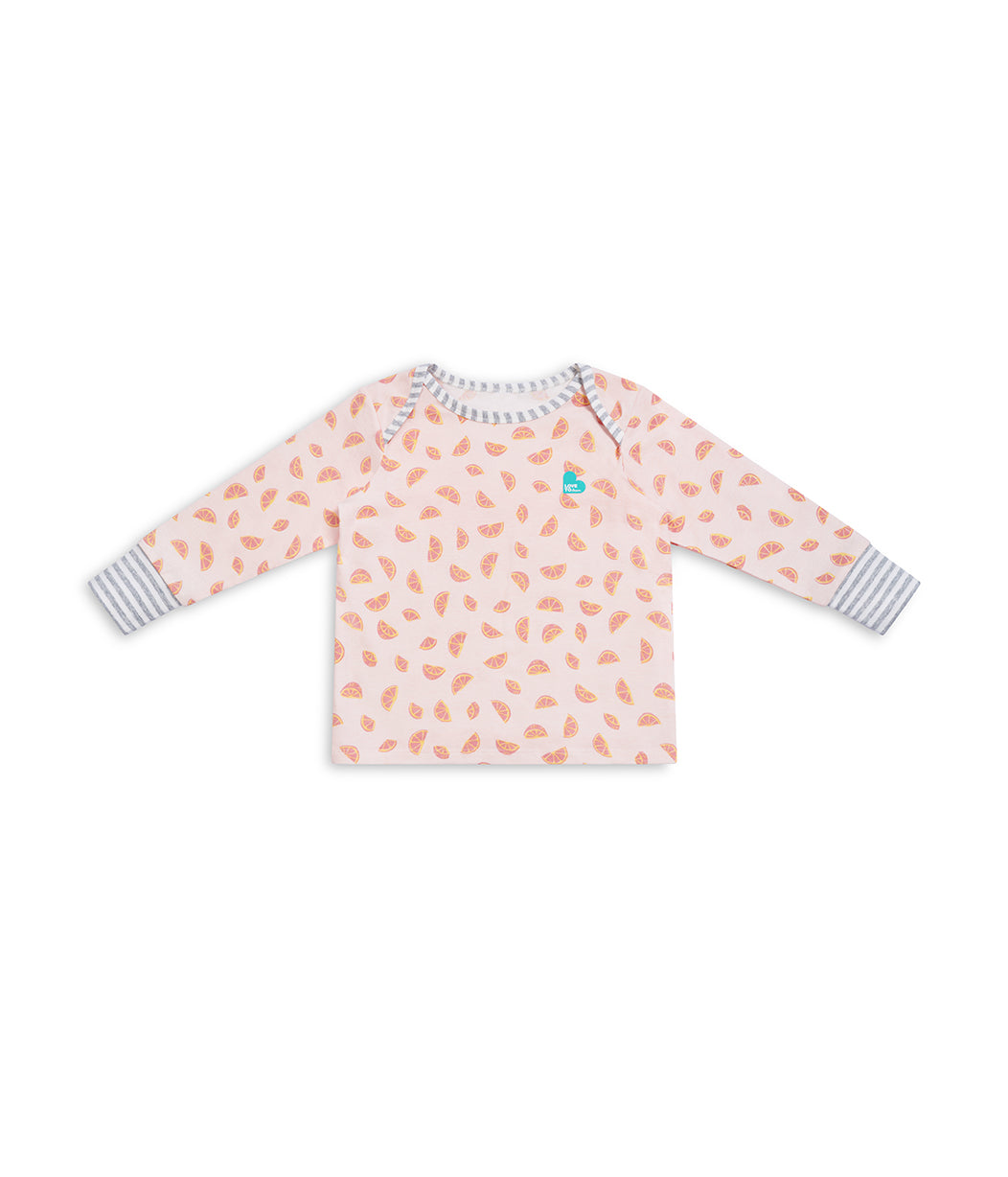 Kids Pyjama Set Long Sleeve Cotton Pink Sliced
