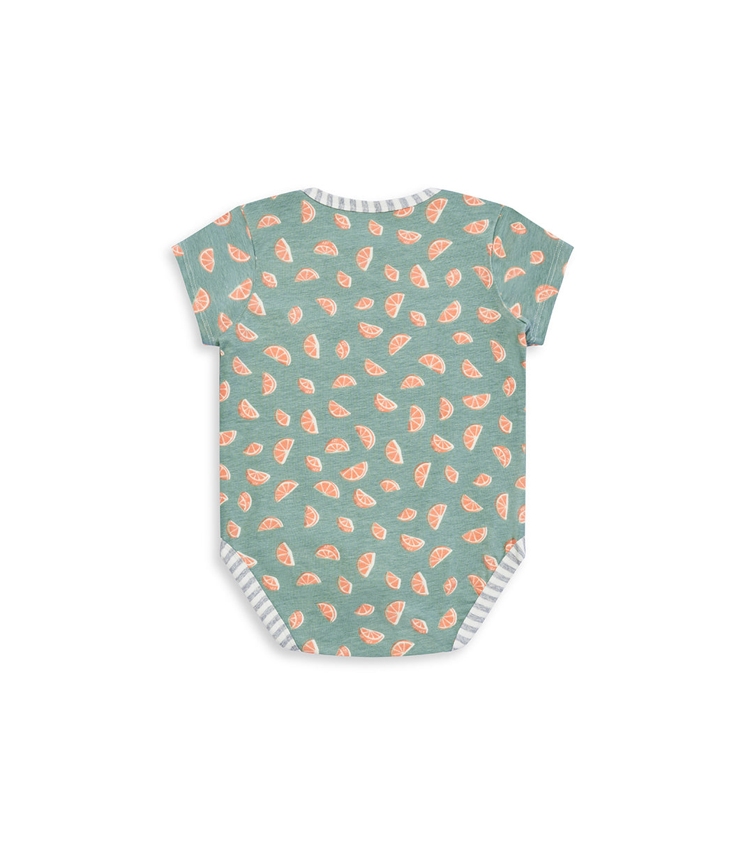 Bodysuit Short Sleeve Cotton Green Sliced