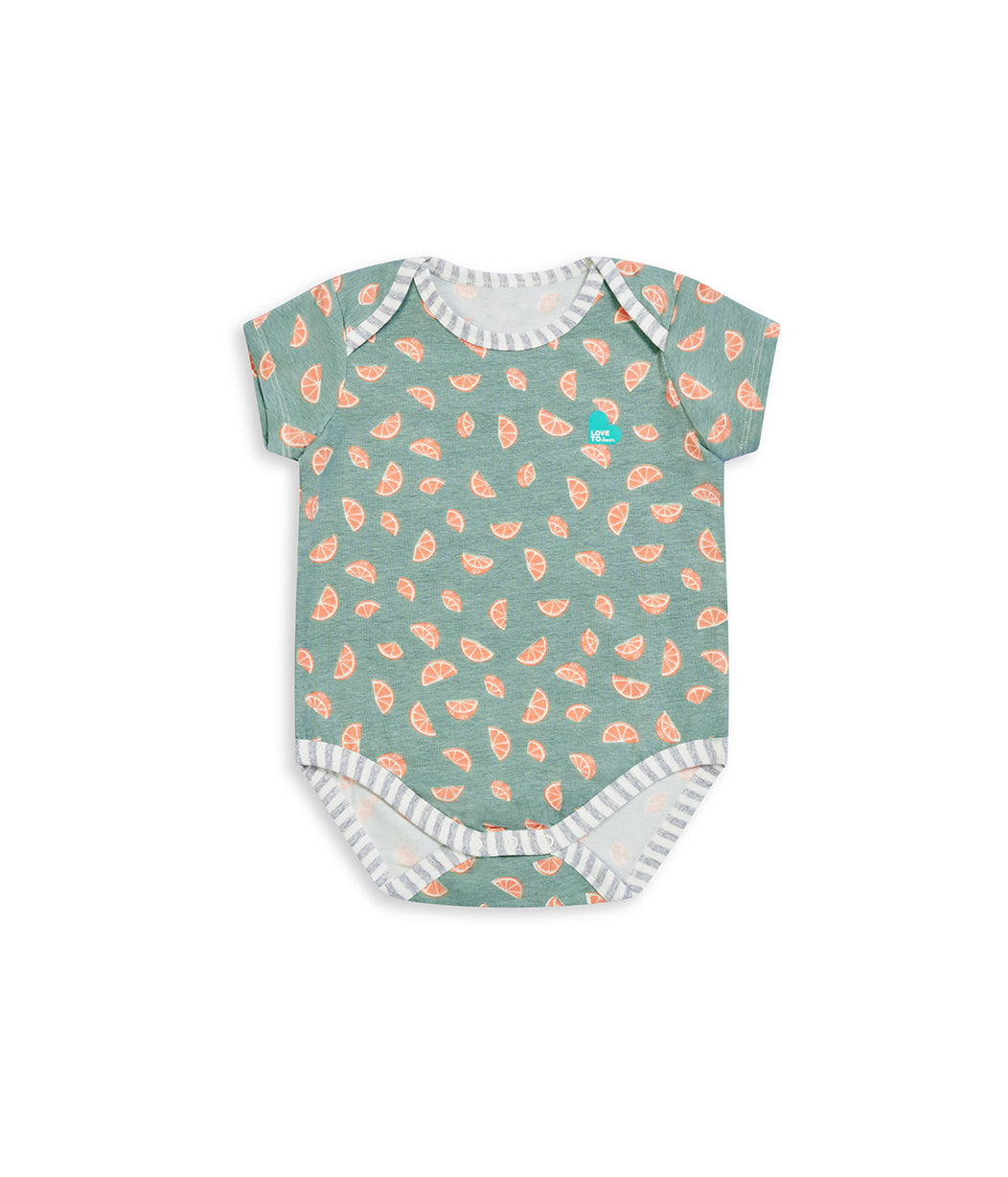 Bodysuit Short Sleeve Cotton Green Sliced