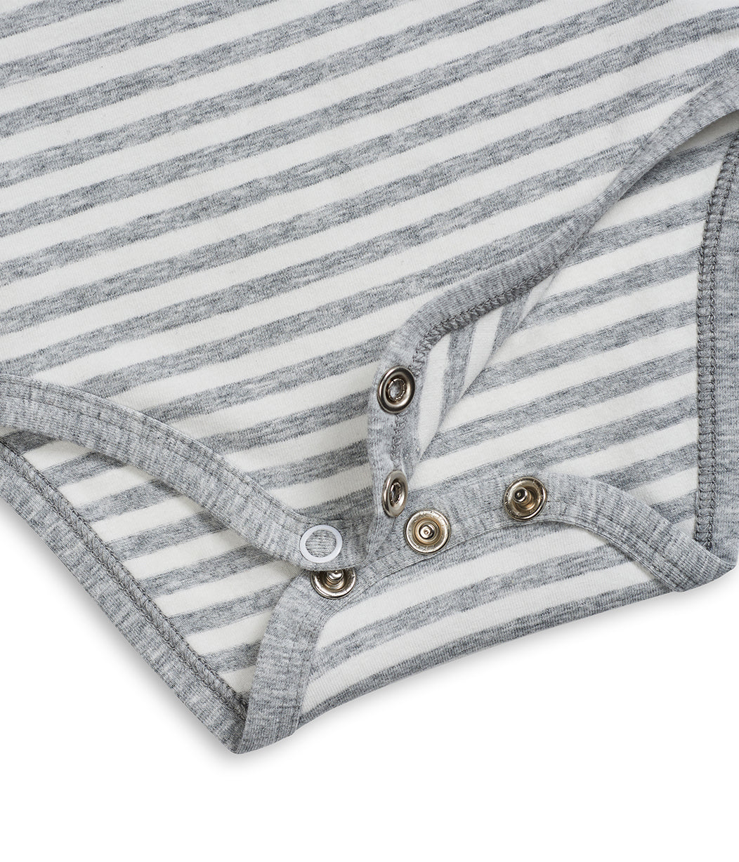 Bodysuit Long Sleeve Cotton Grey Stripe
