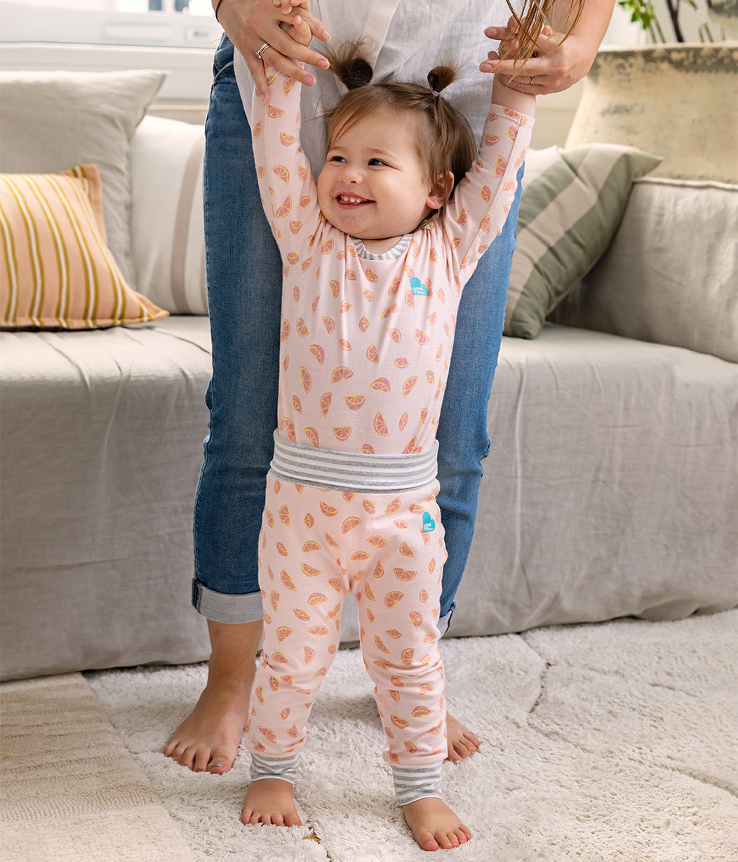 Kids Pyjama Set Long Sleeve Cotton Pink Sliced