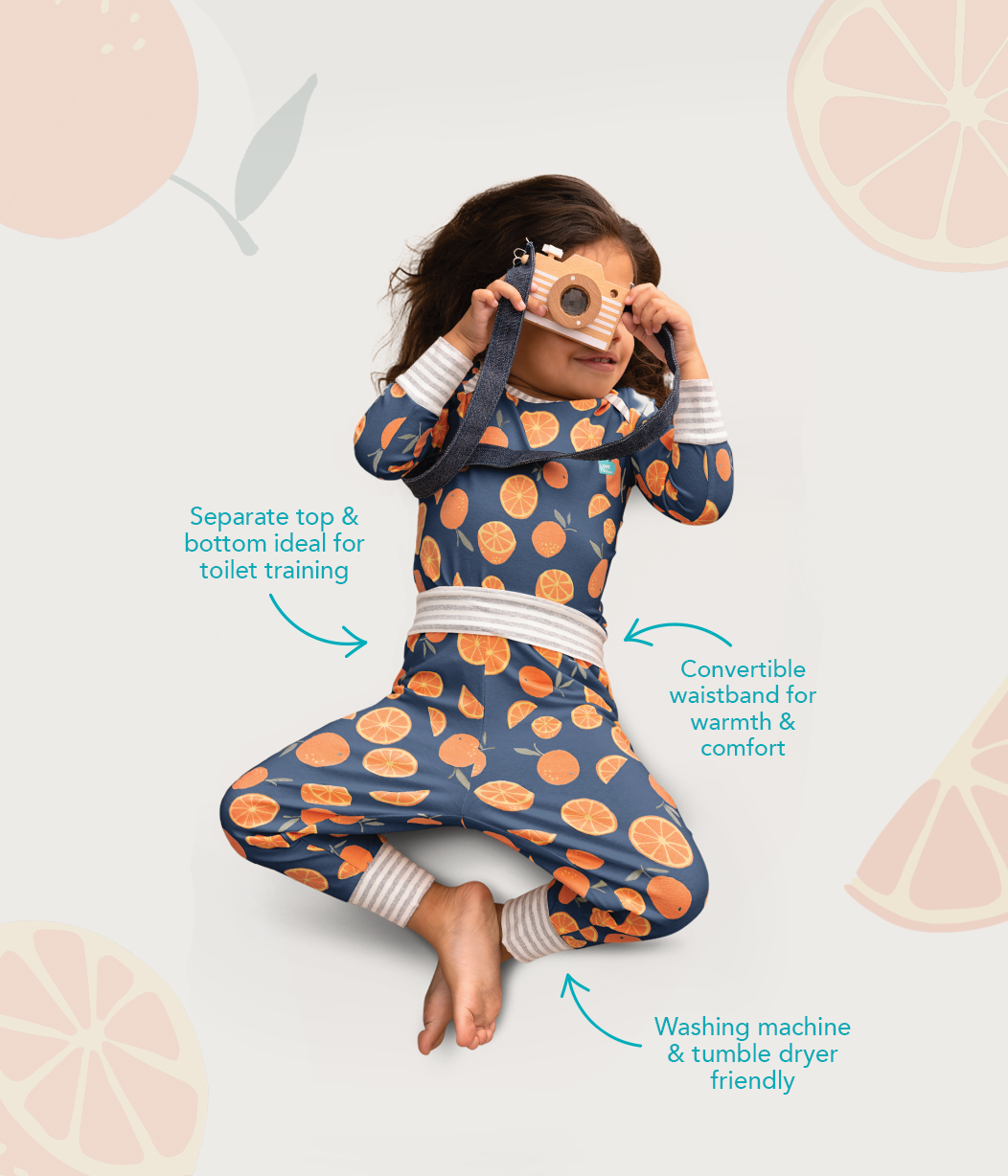 Kids Pyjama Set Long Sleeve Cotton Pink Sliced