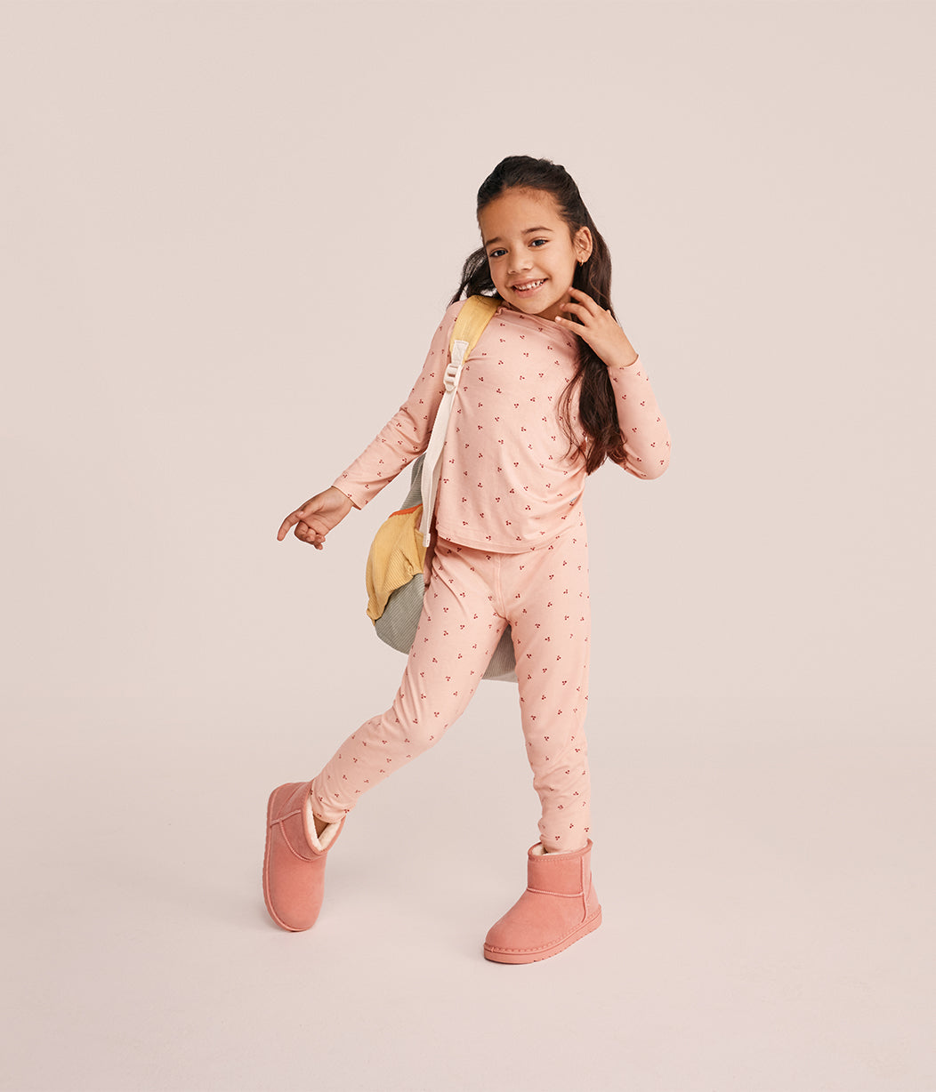 Kids Pyjama Set Long Sleeve Viscose from Bamboo Blush Cherries