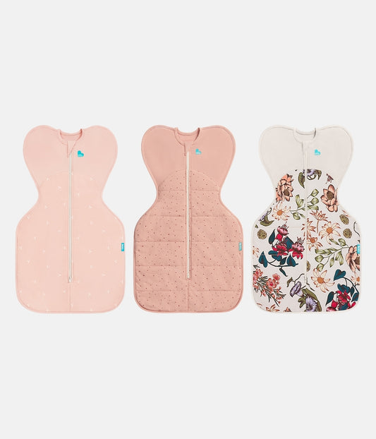 Swaddle Up Starter Bundle | 1.5 | 2.5 TOG | Blush Twigs | Rose Pebbles | Cream Wandering Folk