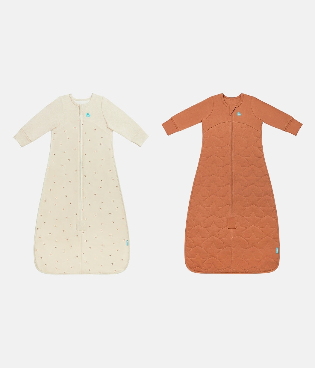 Sleep Bag Bundle | 1.5 | 2.5 TOG | Oatmeal Twigs | Hazel Starturn Quilted