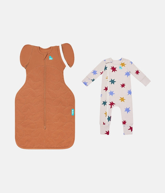 Transition Bag & Babygrow Bundle | 2.5 TOG | Hazel Starturn | Tan Party Pop