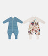 Footed Sleep Bag 2 Piece Bundle | 2.5 TOG | Storm Blue Pebbles | Cream Wandering Folk