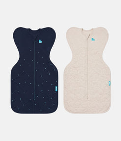 Swaddle Up Starter Bundle | 1.5 | 2.5 TOG | Navy Twinkle Embroidery | Oatmeal Starturn Quilted