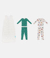 Sleep Bag & Pyjama Bundle | 1.5 TOG | Buff Twinkle | Green Home Sweet Home | Tan Party Pop