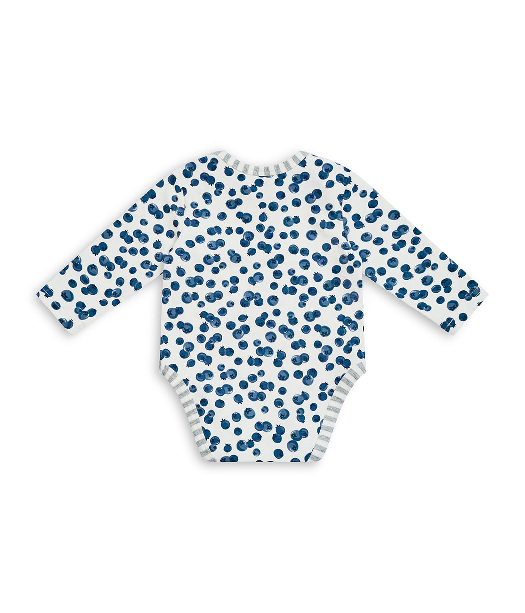 Bodysuit Long Sleeve Blueberries White