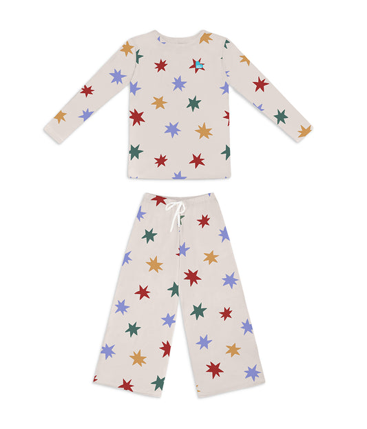 Adults Pyjama Set Long Sleeve Viscose from Bamboo Tan Party Pop