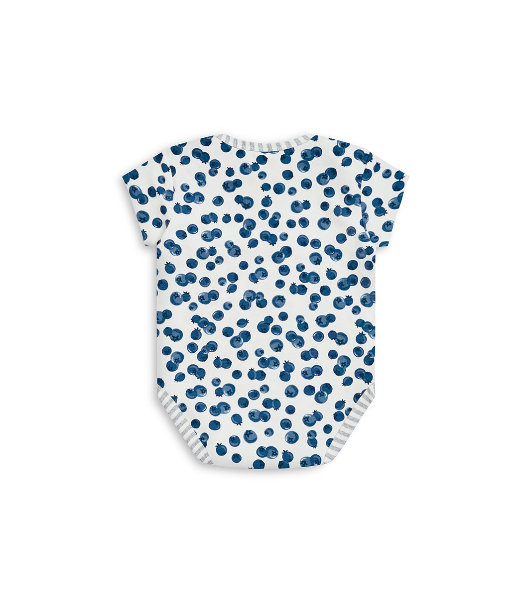 Bodysuit Short Sleeve Blue Blueberries Cotton