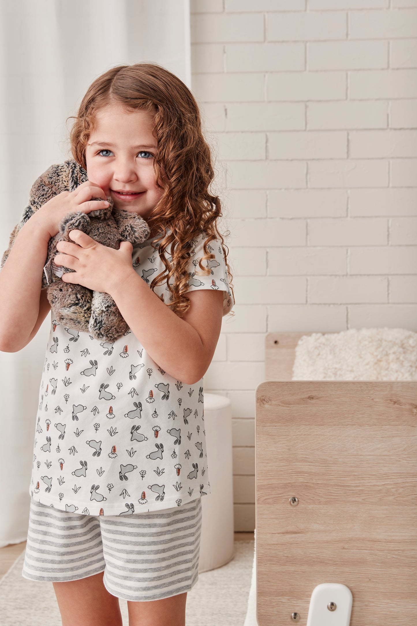 Short Sleeve Pyjama Bunny White