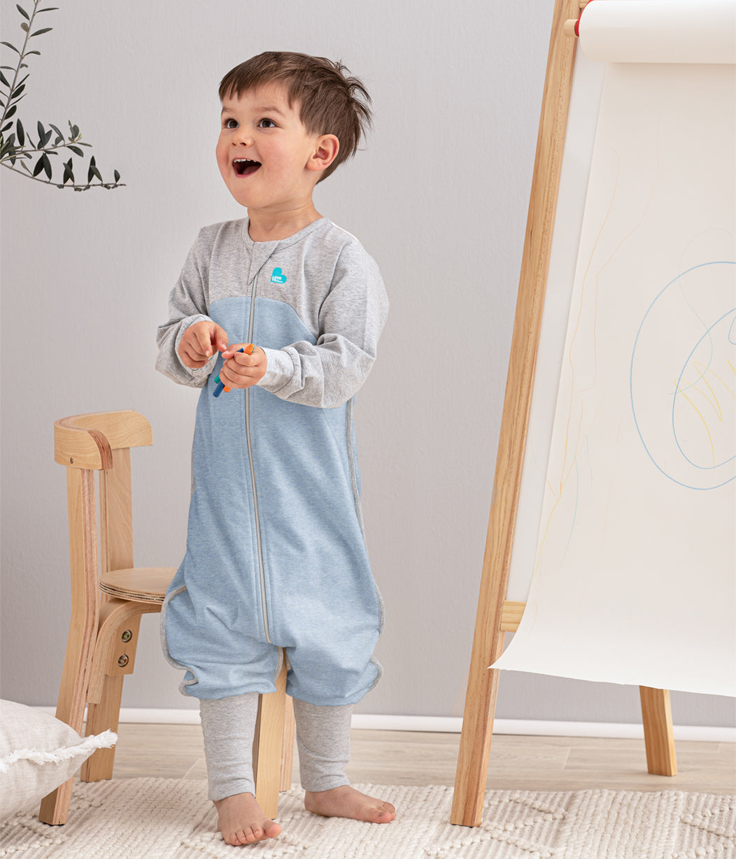 Sleep Suit Long Sleeve Mild (18-24°C) Dusty Blue Organic Cotton Fleece