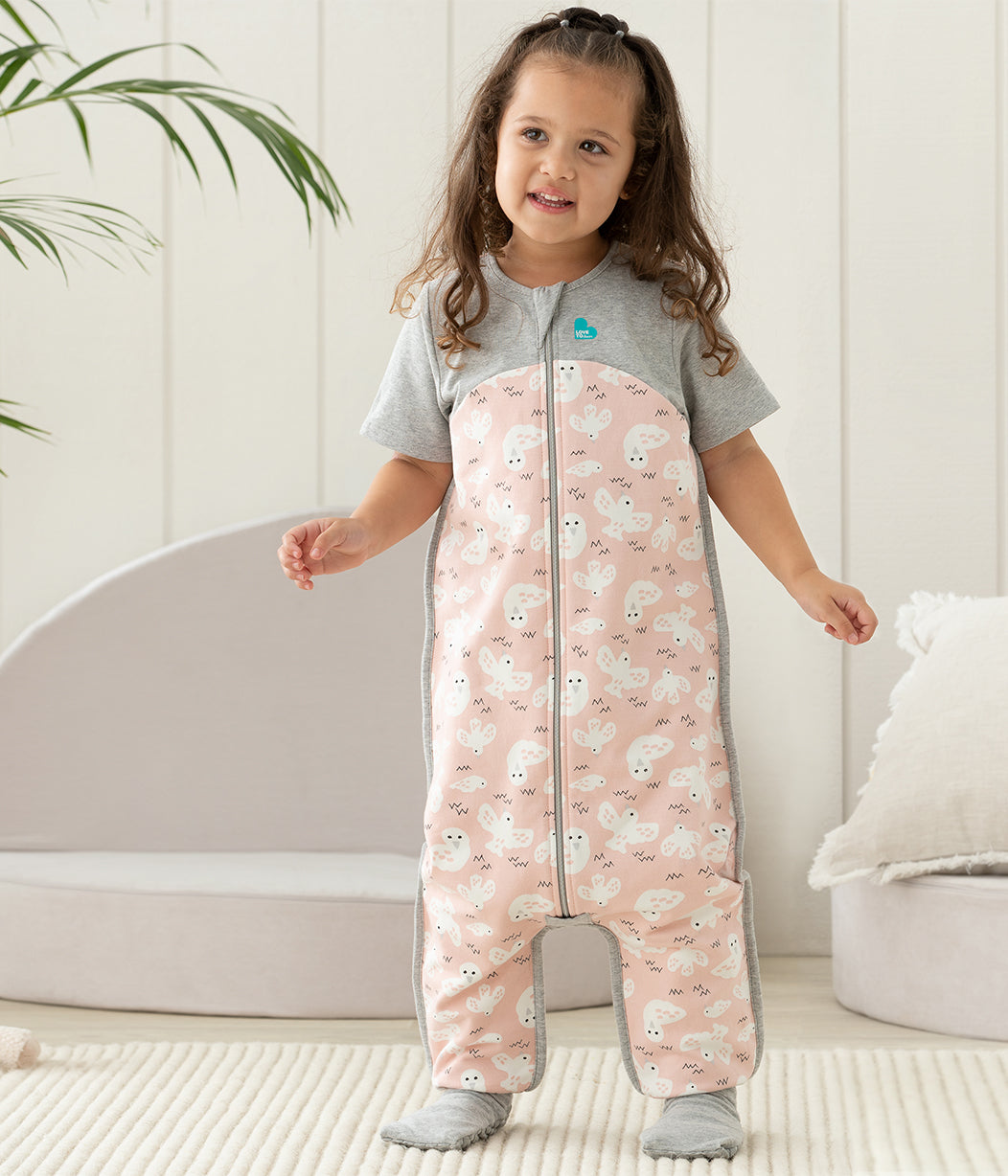 Sleep Suit Short Sleeve Mild (18-24°C) Rose Doves Organic Cotton Fleece