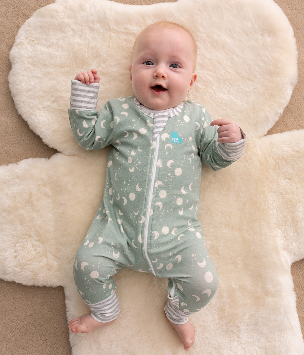 Footless Romper Green Moonscape Cotton