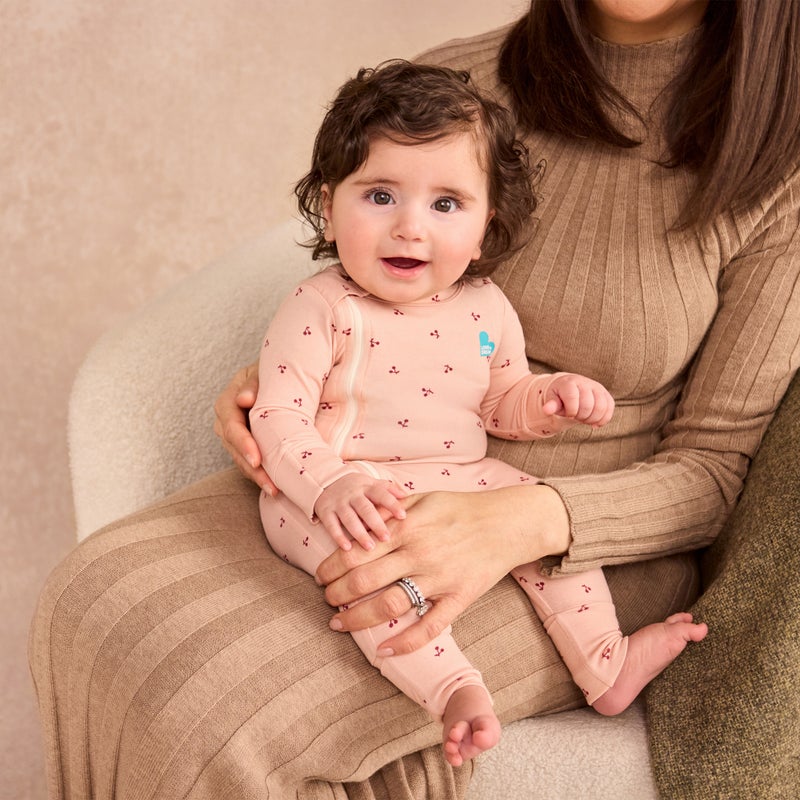 Swaddle Up & Romper Bundle | 1.0 TOG | Bamboo | Maroon | Blush Cherries