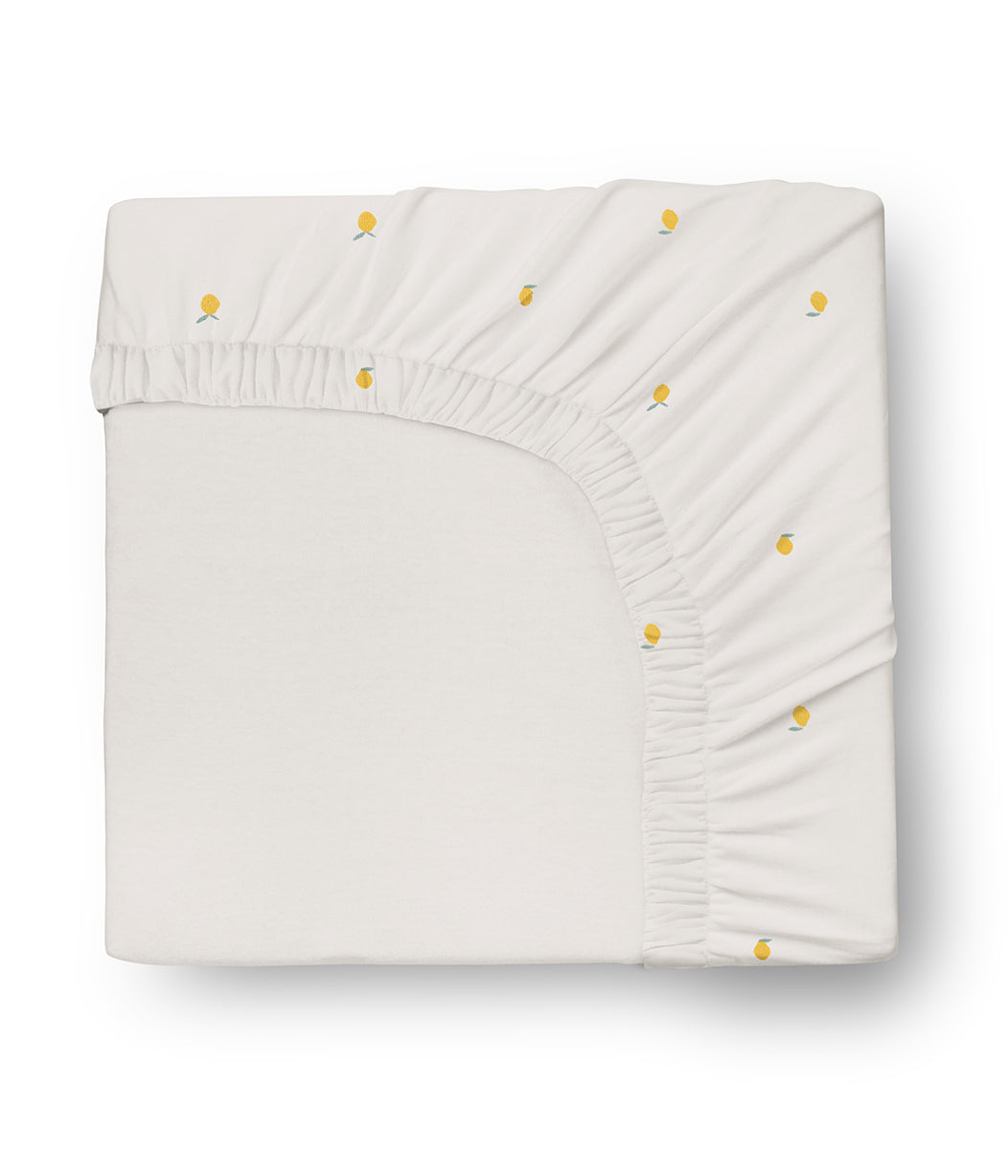 HushDry™ 2-in-1 Waterproof Fitted Cot Bed Sheet Viscose from Bamboo Cream Lemons
