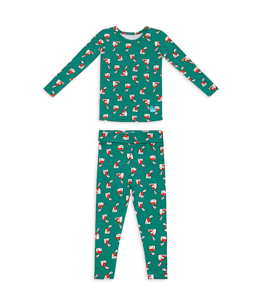 Kids Pyjama Set Long Sleeve Viscose from Bamboo Green Home Sweet Home