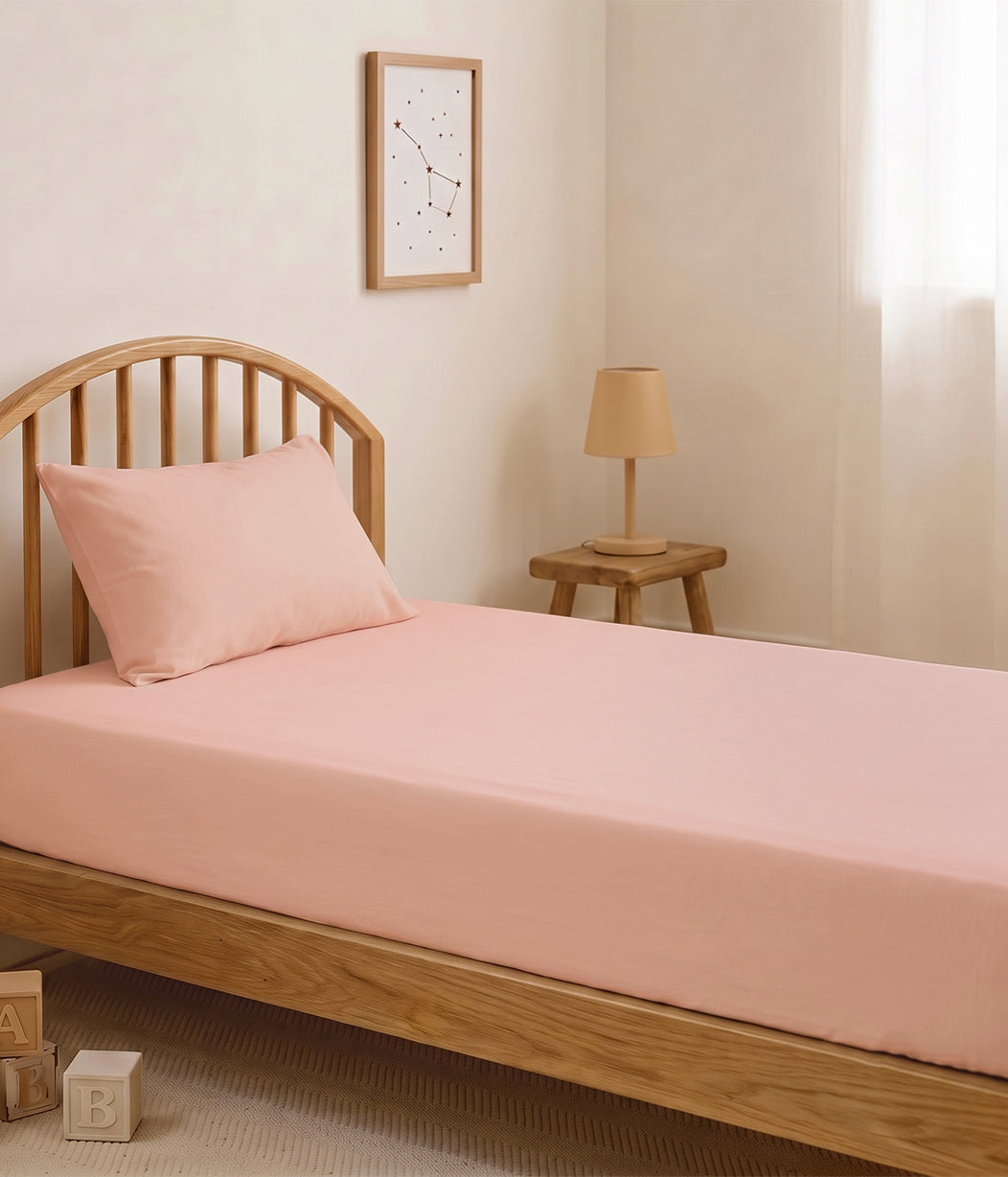 HushDry™ 2-in-1 Waterproof Fitted Single Sheet Viscose from Bamboo Blush