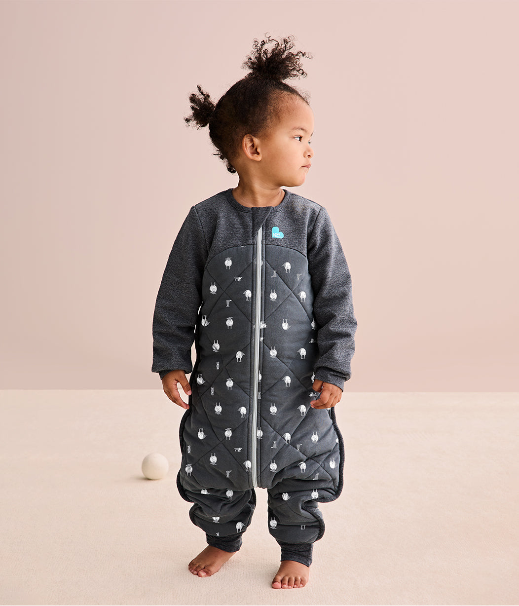 Sleep Suit Cool (16-20°C) Charcoal Lamb's Best Friend Quilted Organic Cotton/Filling 30% Merino Wool