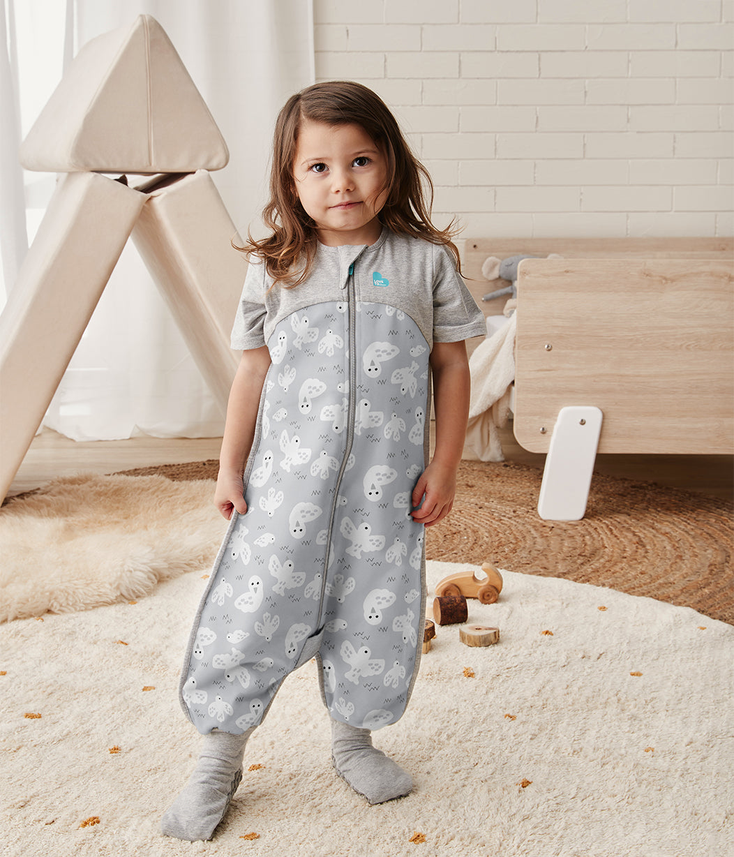 Sleep Suit Short Sleeve Mild (18-24°C) Grey Doves Organic Cotton Fleece