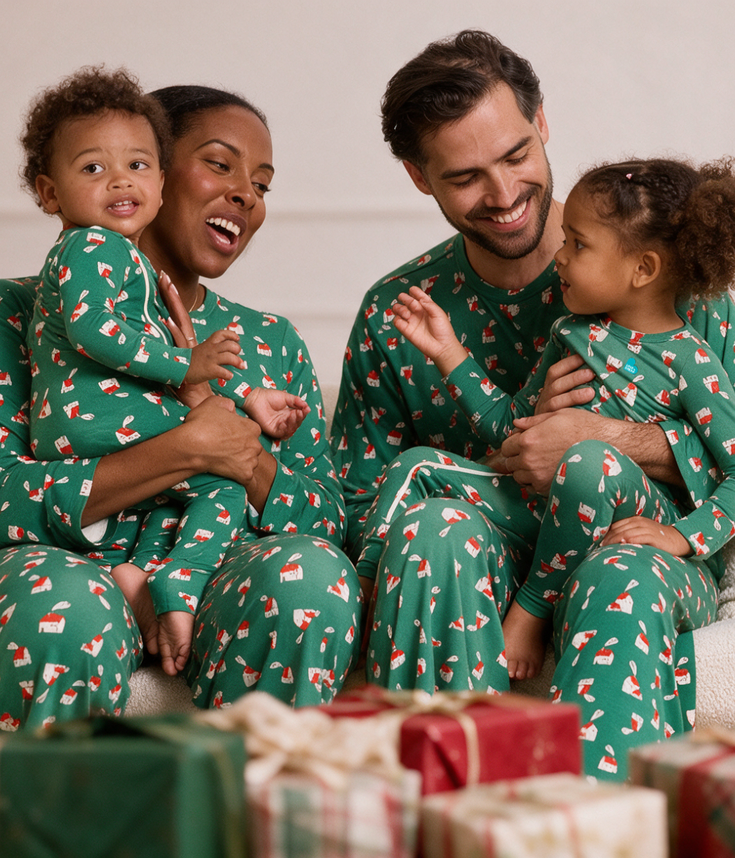 Adults Pyjama Set Long Sleeve Viscose from Bamboo Green Home Sweet Home