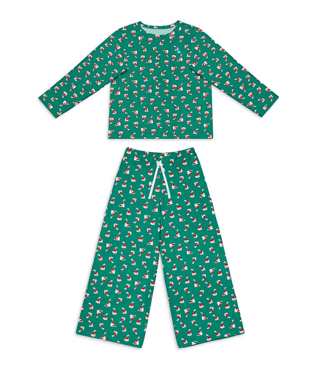 Adults Pyjama Set Long Sleeve Viscose from Bamboo Green Home Sweet Home