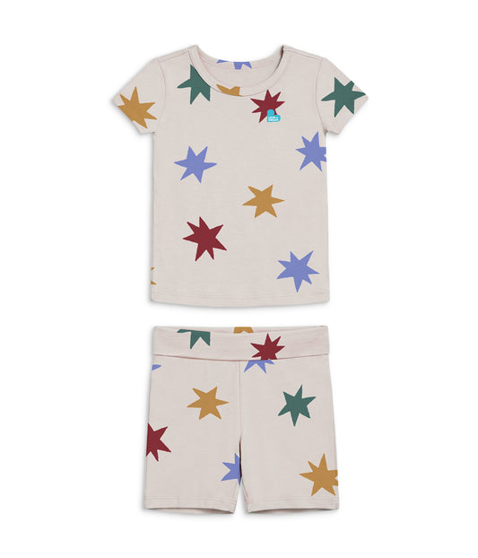 Kids Pyjama Set Short Sleeve Viscose from Bamboo Tan Party Pop