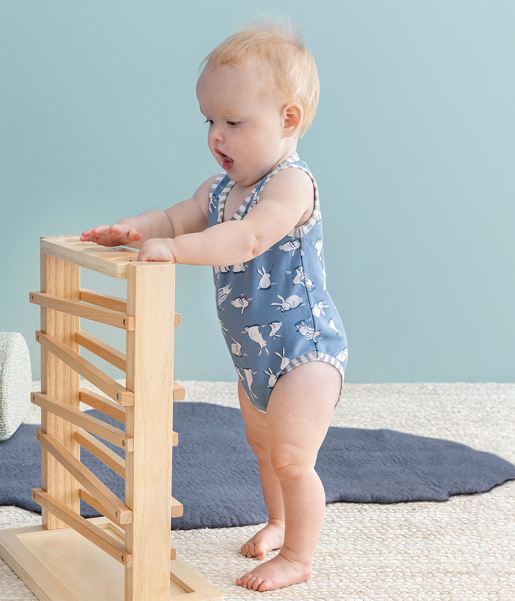 Bodysuit Sleeveless Blue Cottontail Cotton