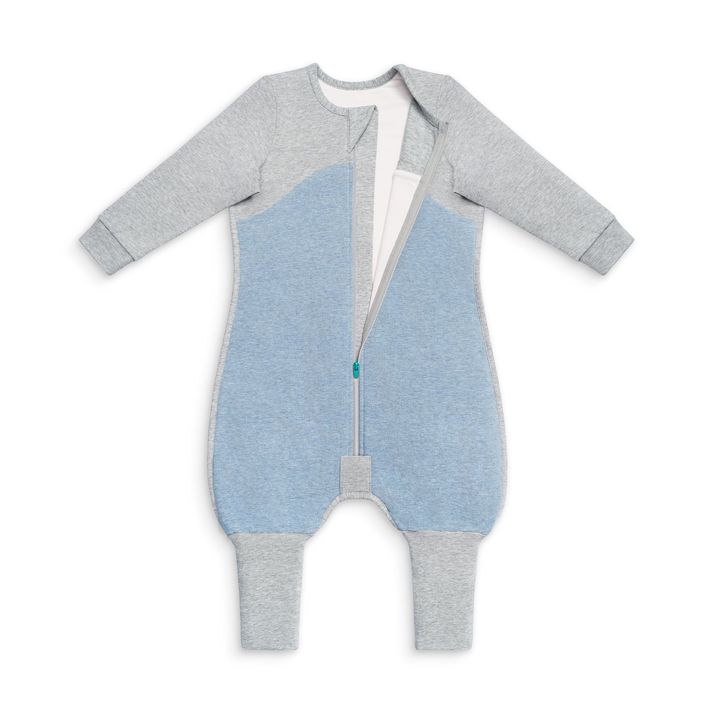 Sleep Suit Long Sleeve Mild (18-24°C) Dusty Blue Organic Cotton Fleece