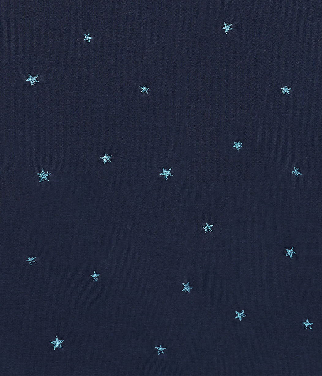 Sleep Suit Long Sleeve 1.5 TOG Cotton Fleece Navy Twinkle Embroidery