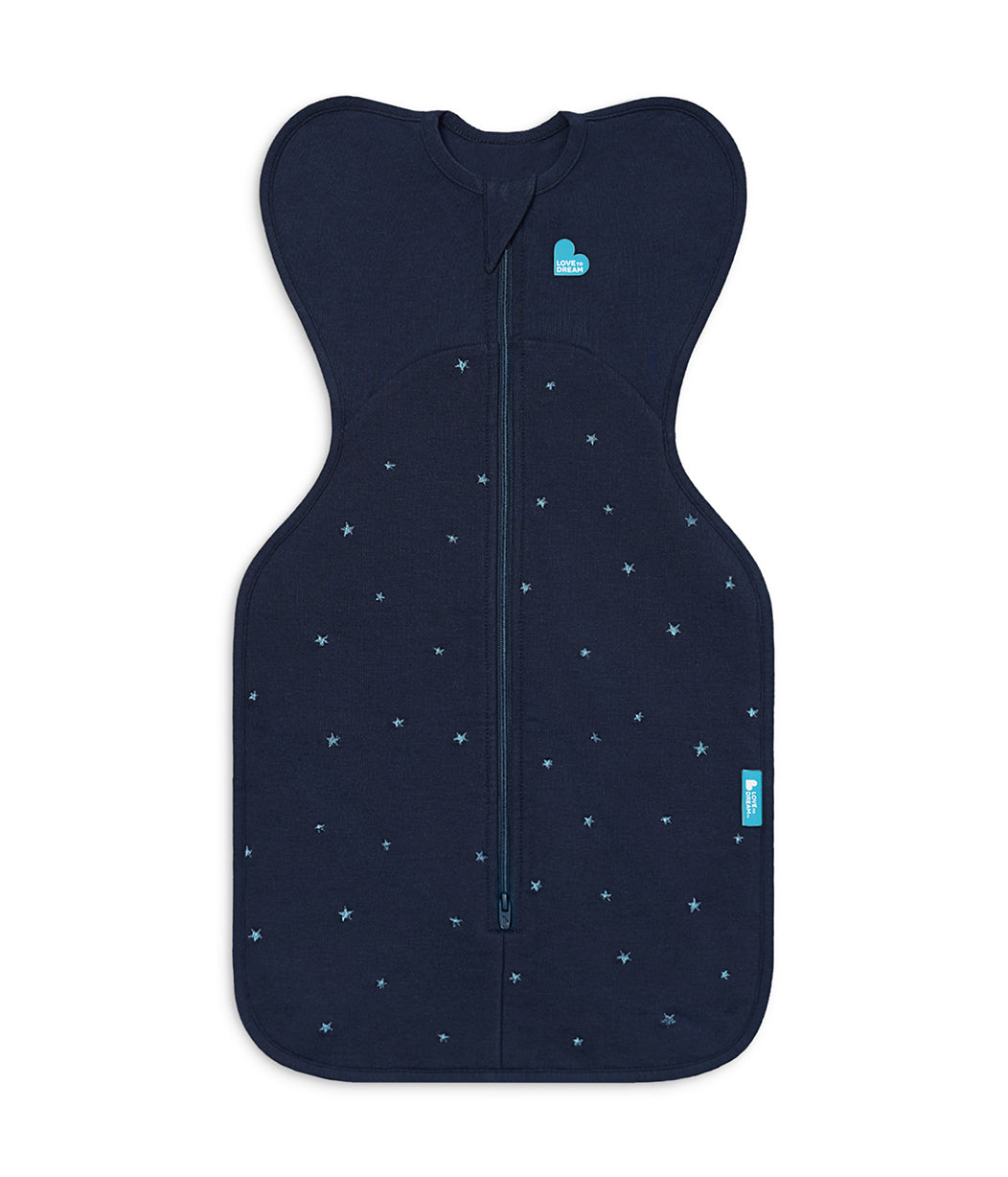 Swaddle Up™ 1.5 TOG Cotton Fleece Navy Twinkle Embroidery
