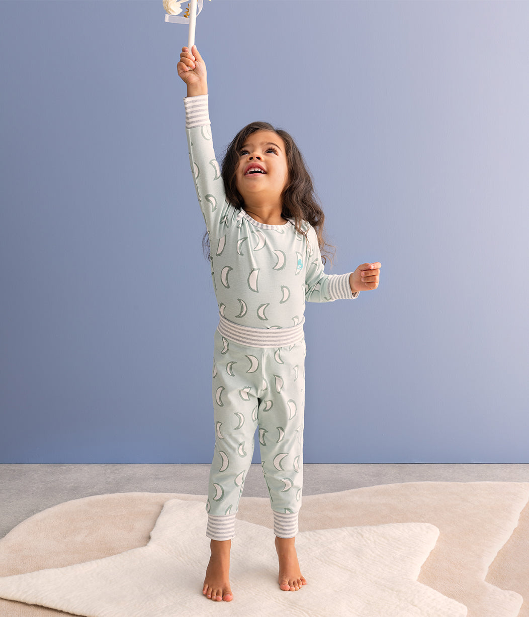 Kids Pyjama Set Long Sleeve Olive Eclipse Cotton