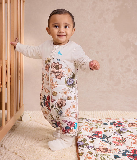 Footed Sleep Bag Long Sleeve 2.5 TOG Cotton Cream Wandering Folk