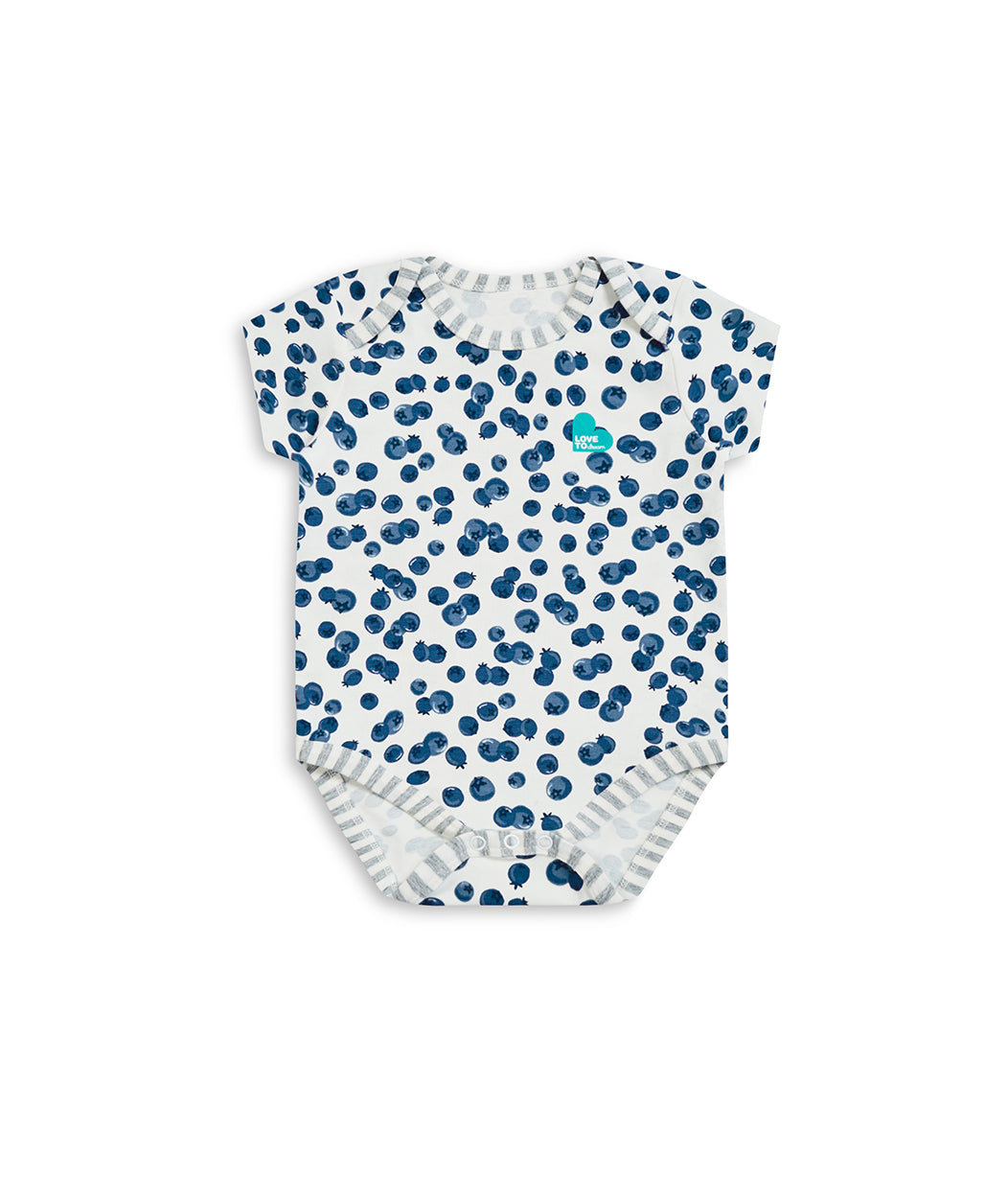 Bodysuit Short Sleeve Blue Blueberries Cotton