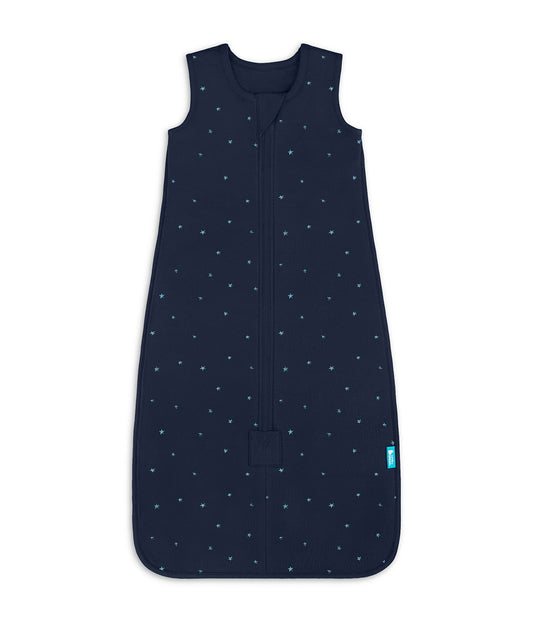 Sleep Bag Sleeveless 1.5 TOG Cotton Fleece Navy Twinkle Embroidery