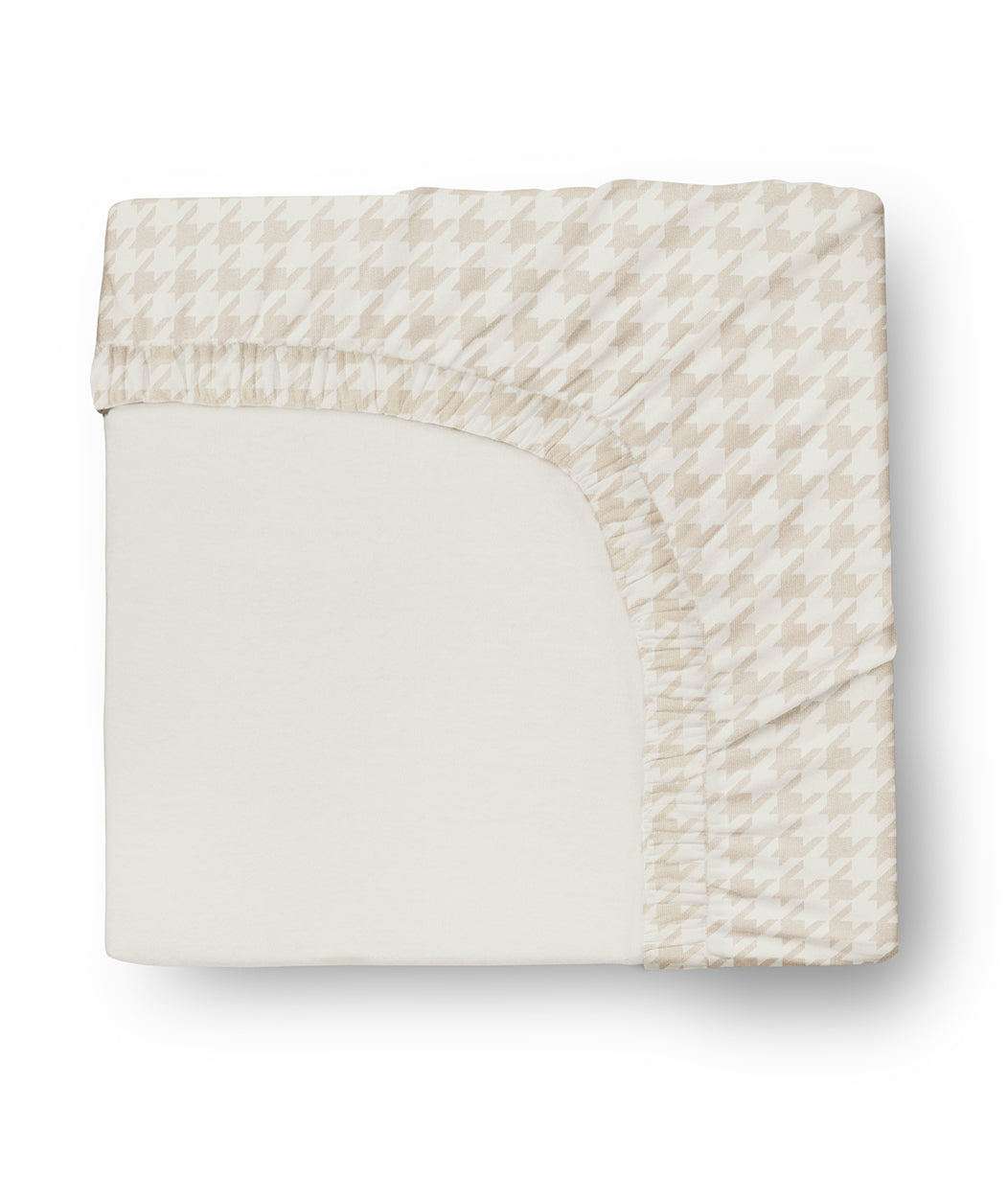 HushDry™ 2-in-1 Waterproof Fitted Side Sleeper Sheet Viscose from Bamboo Tan Houndstooth