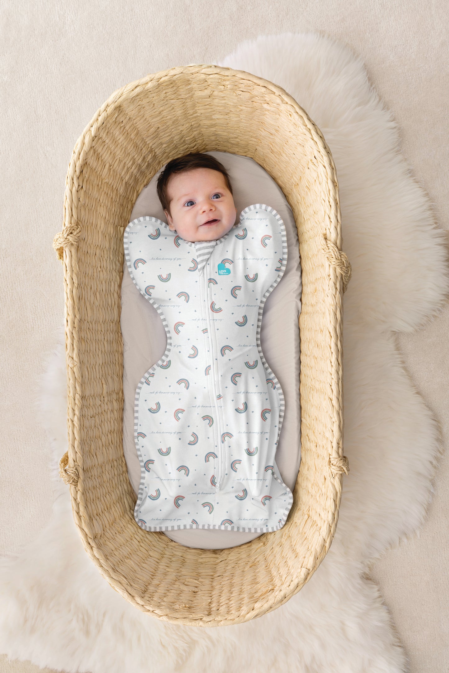 Swaddle Up™ Moderate (20-24°C) White Rainbow Dream Cotton