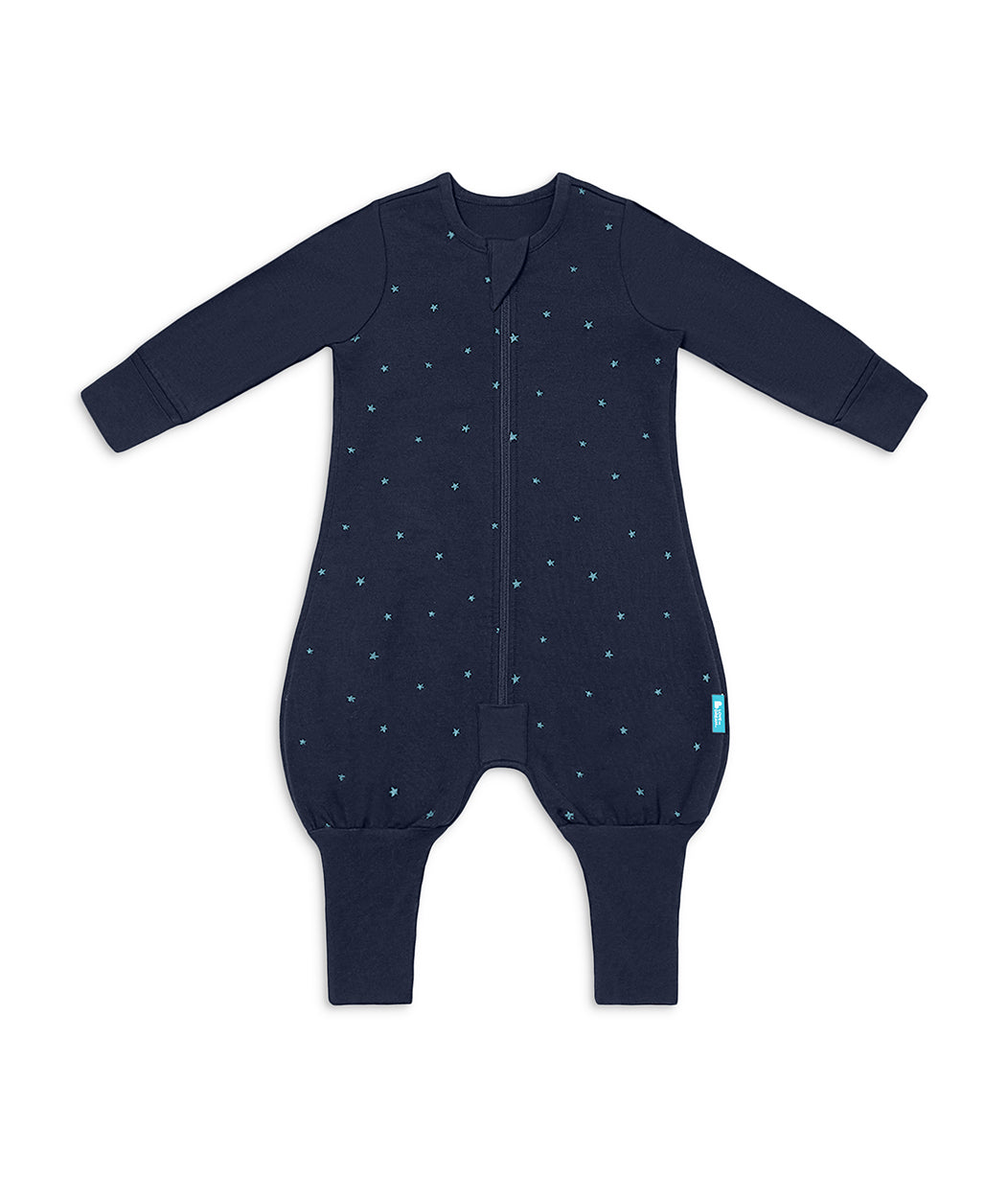 Sleep Suit Long Sleeve 1.5 TOG Cotton Fleece Navy Twinkle Embroidery