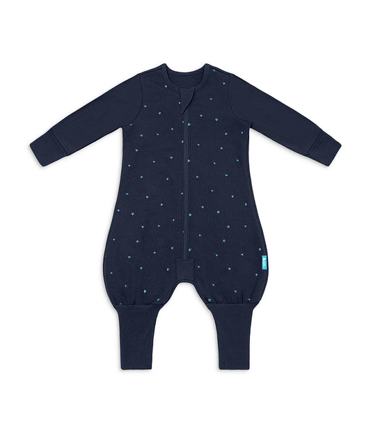 Sleep Suit Long Sleeve 1.5 TOG Cotton Fleece Navy Twinkle Embroidery