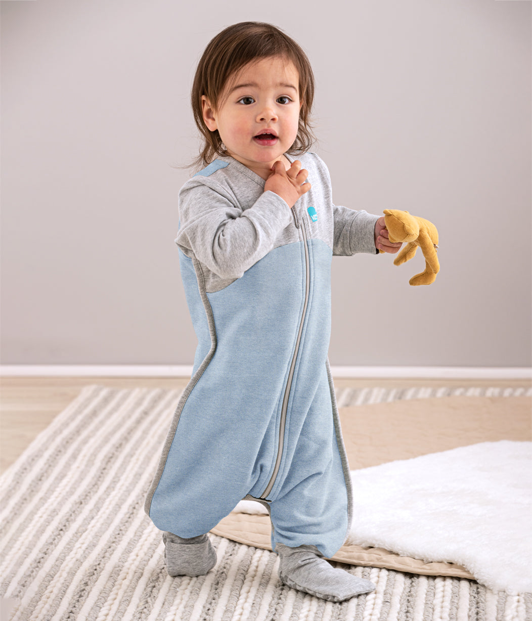 Sleep Suit Long Sleeve Mild (18-24°C) Dusty Blue Organic Cotton Fleece