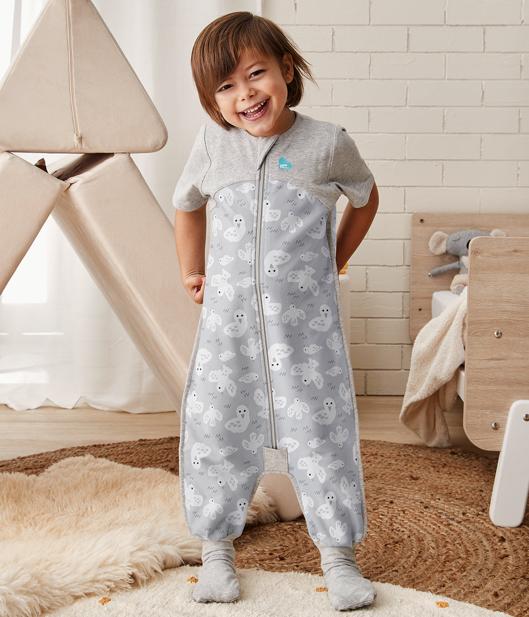 Sleep Suit Short Sleeve Mild (18-24°C) Grey Doves Organic Cotton Fleece