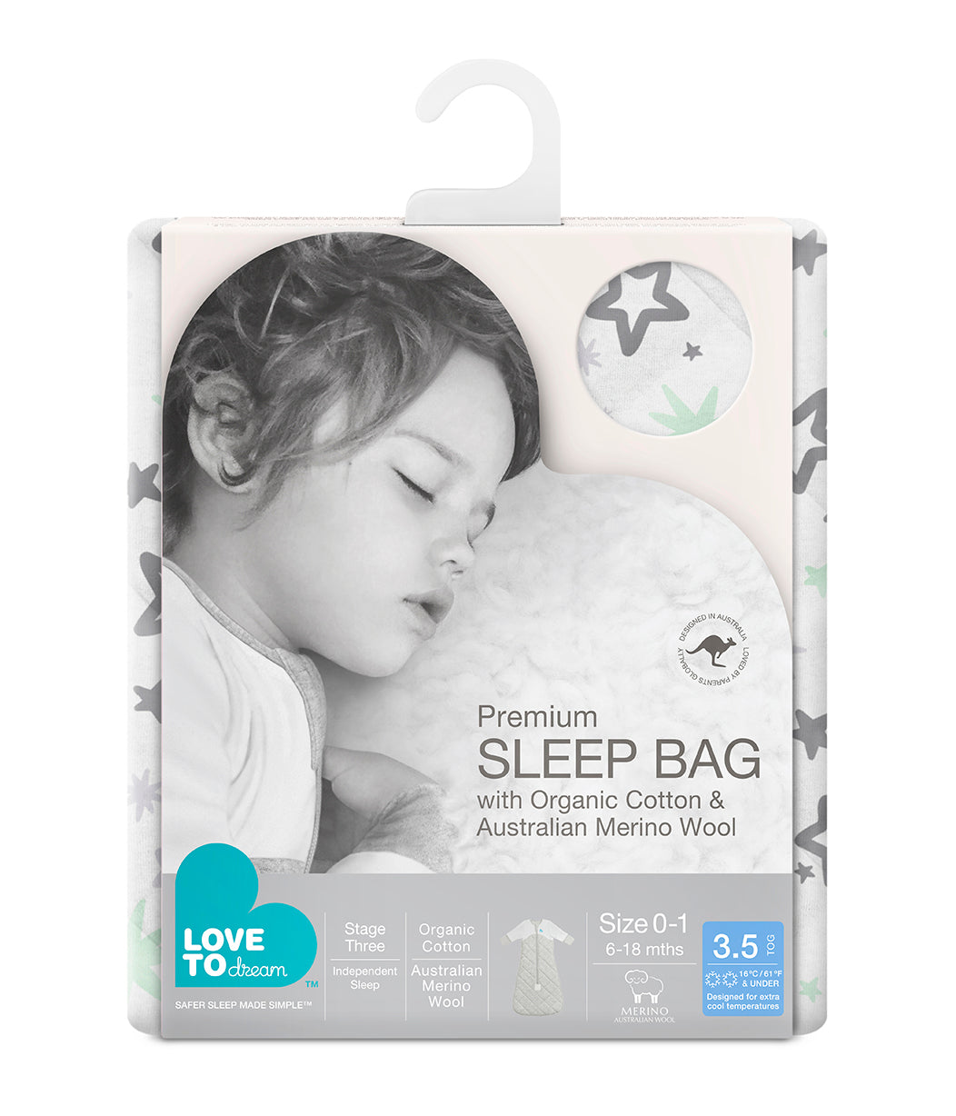 Sleep Bag Extra Warm Organic/Merino Extra Warm Mint Stars