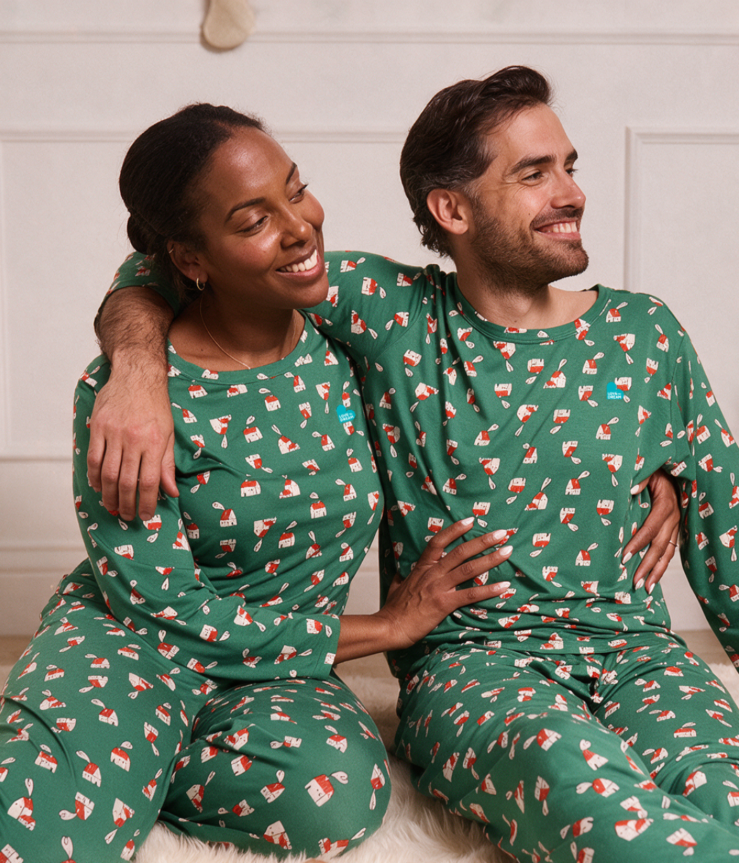 Adults Pyjama Set Long Sleeve Viscose from Bamboo Green Home Sweet Home