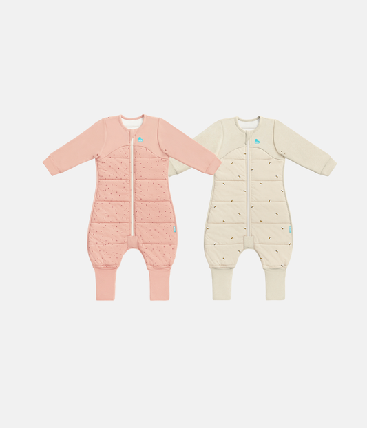 Sleep Suit 2 Piece Bundle | 2.5 TOG | Oatmeal Bees | Rose Pebbles