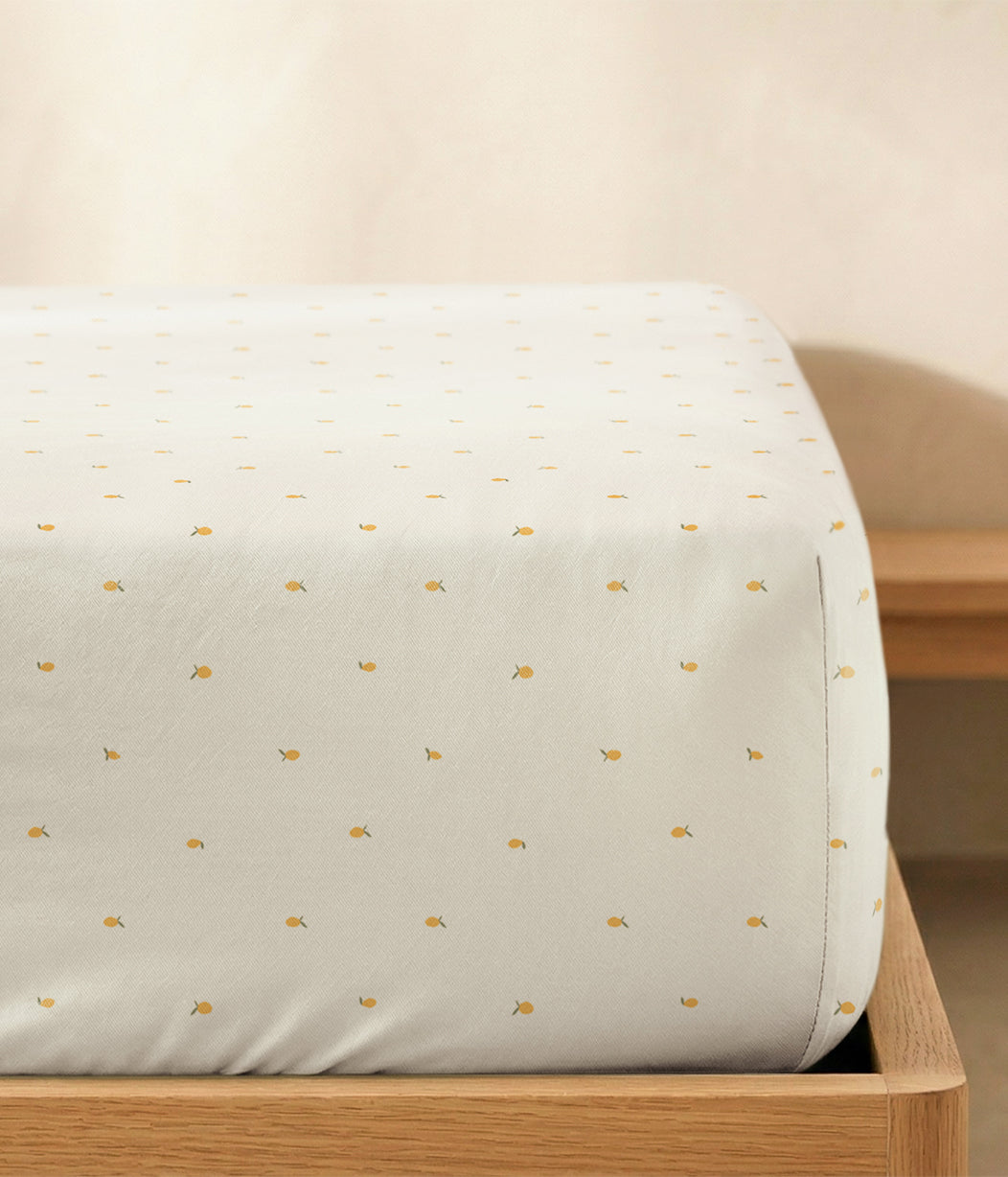HushDry™ 2-in-1 Waterproof Fitted Super King Sheet Viscose from Bamboo Cream Lemons