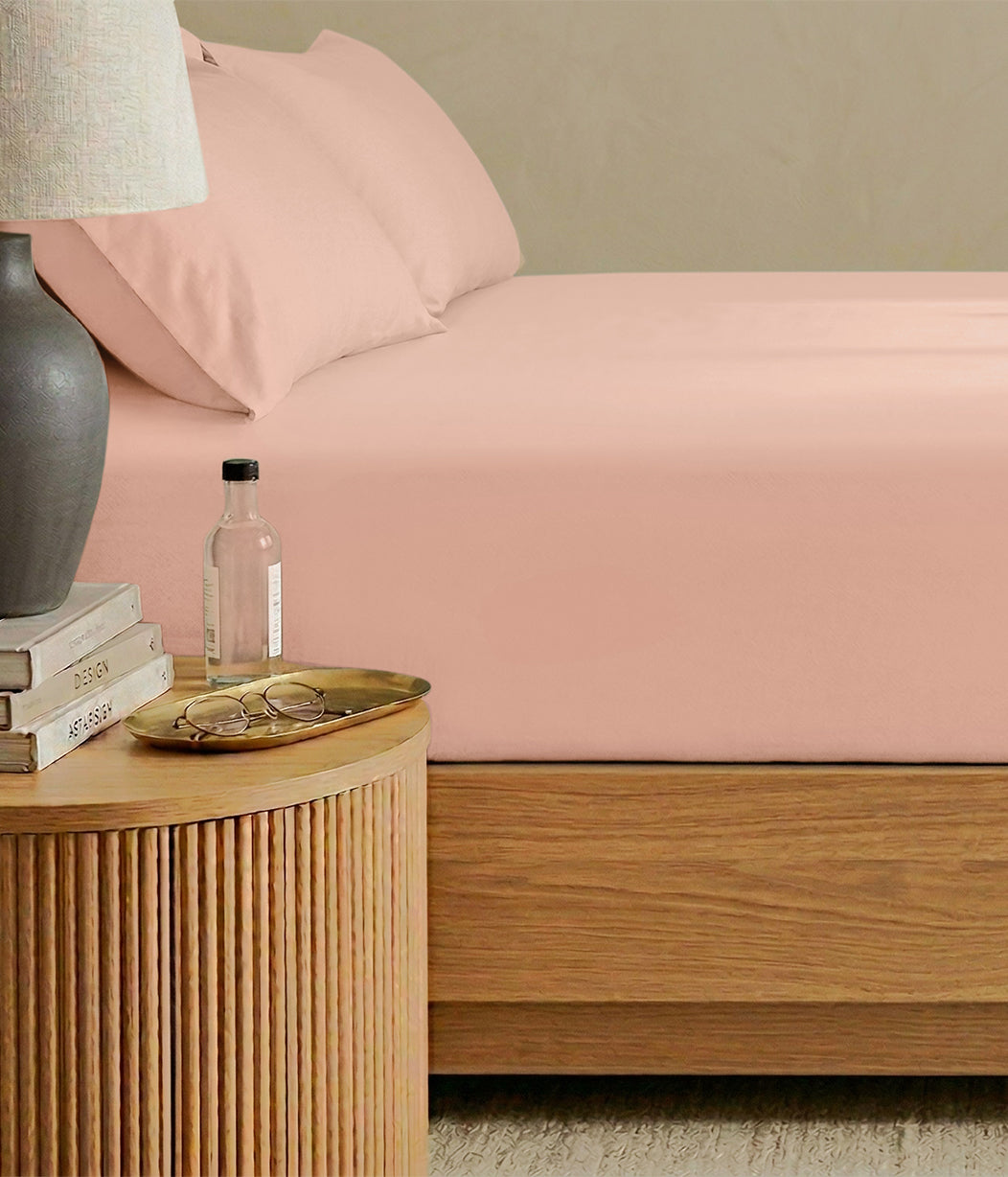 HushDry™ 2-in-1 Waterproof Fitted Super King Sheet Viscose from Bamboo Blush